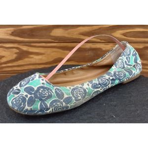 Lucky Brand Women Sz 8 M Blue Ballet Fabric Shoes Emmie